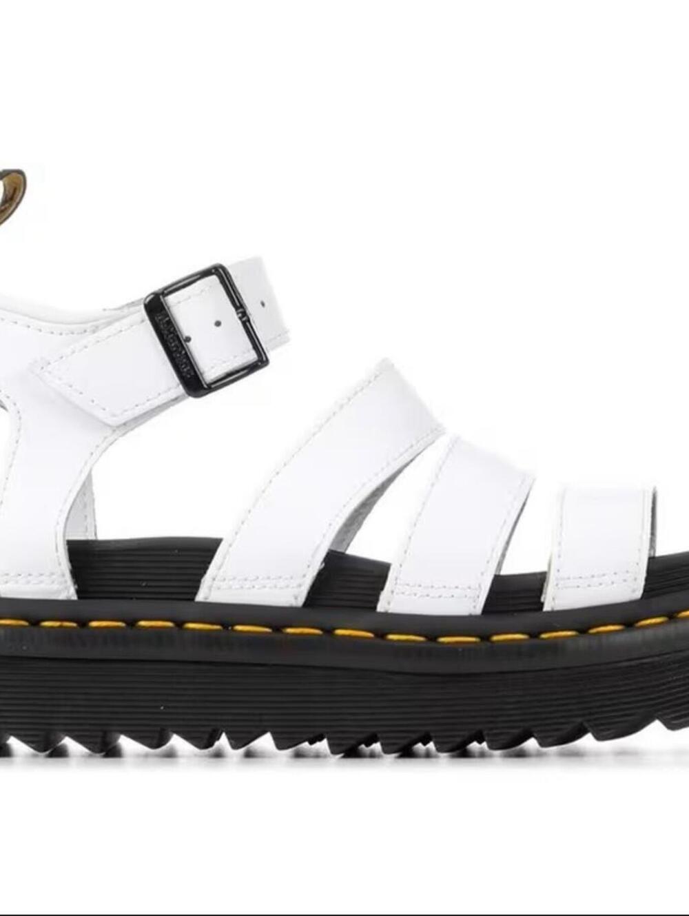 Dr. Martens Blaire Hydro Leather Platform Sandals "White / Black" Women 8 | NEW